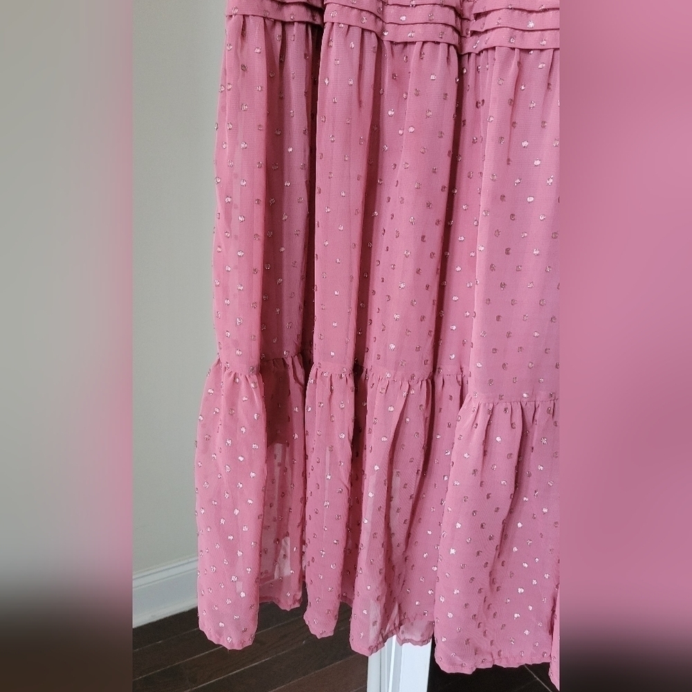Women kurta/dress pink long with sleeves shimmer - Picture 3 of 5